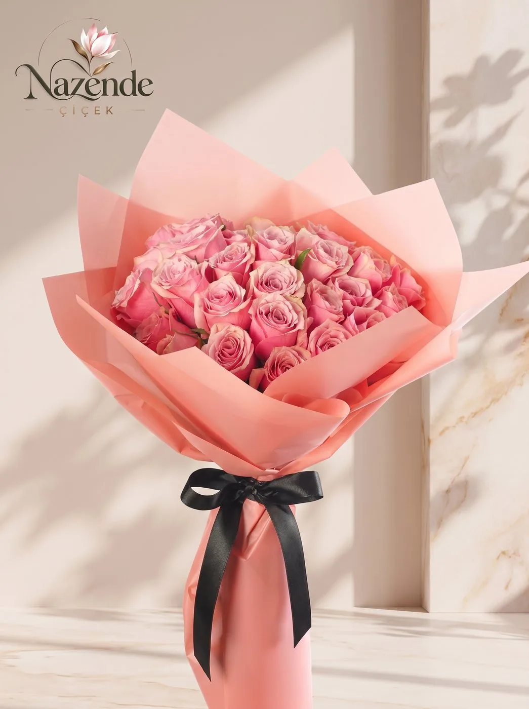 30’lu Pembe Güller Buketi – Pembe Hediye Paketli – Bursa çiçek siparişi