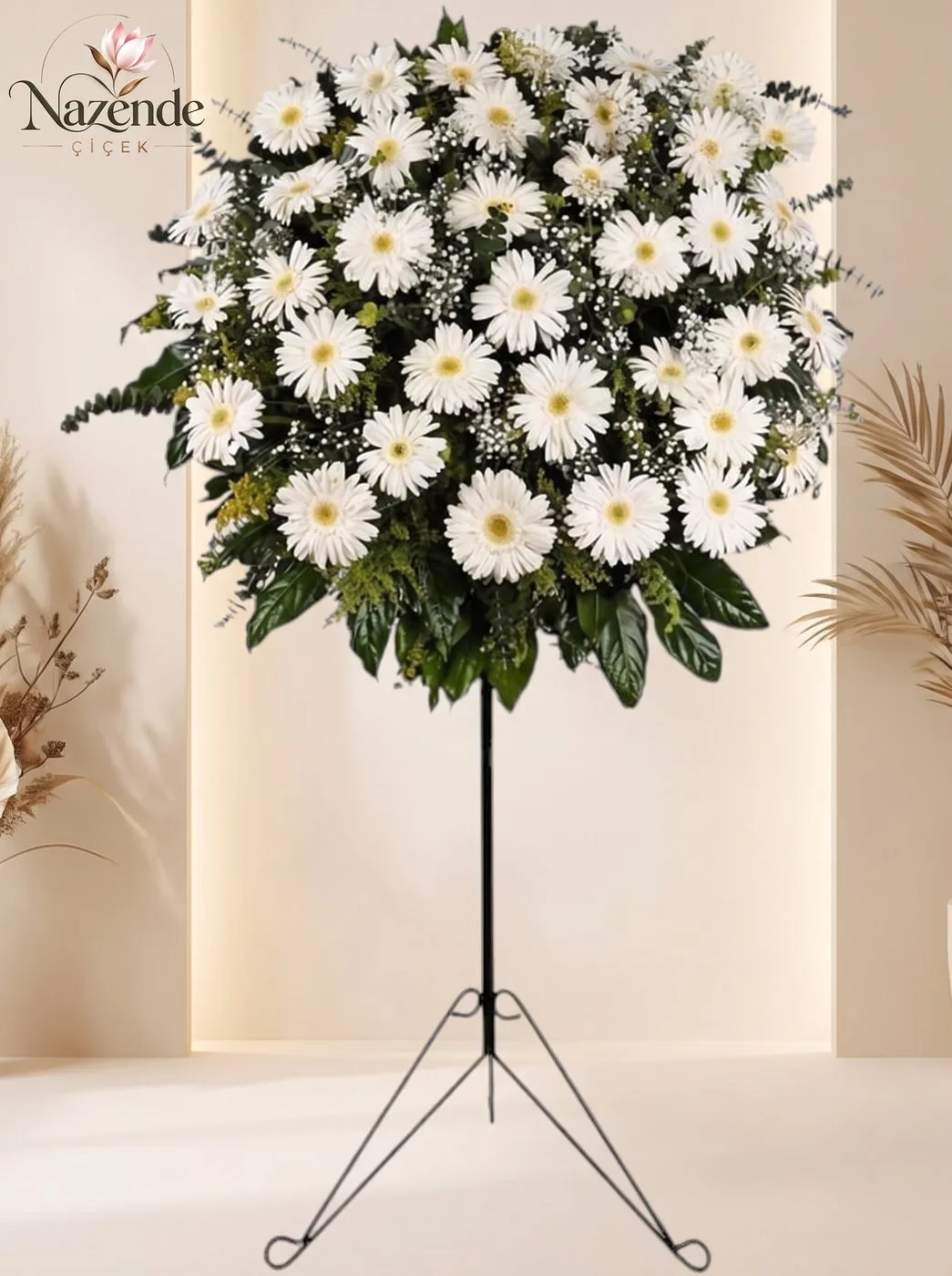 Beyaz Gerbera Ferforje Çelenk – Bursa çiçek siparişi