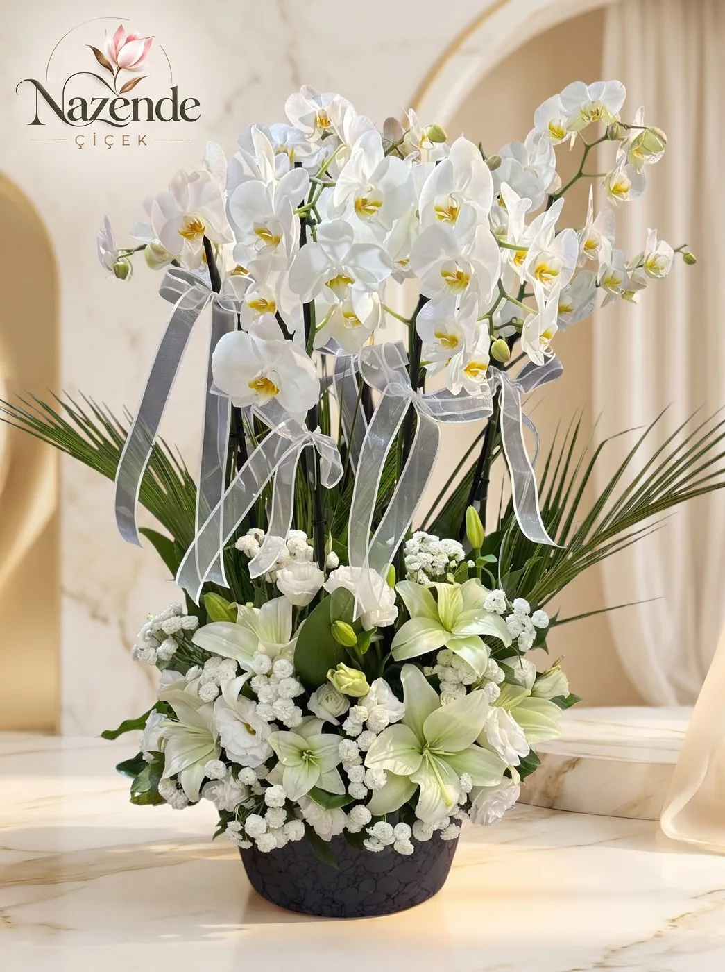 Dev Orkide ve Lilium Aranjman – Bursa çiçek siparişi