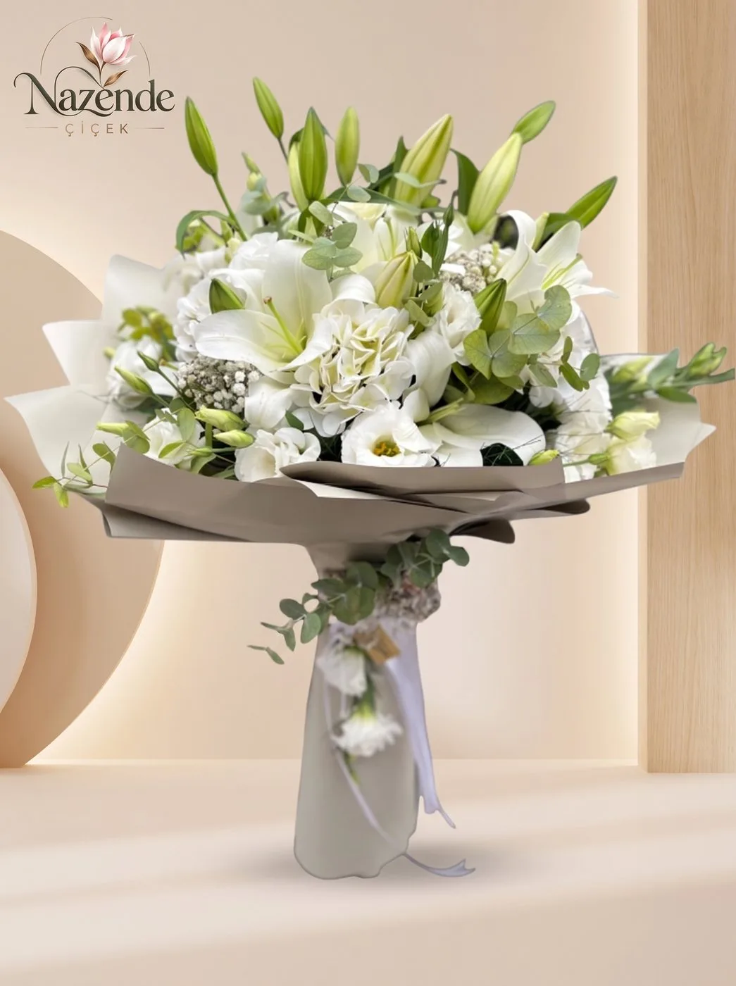 İsteme Çiçeği – Beyaz Lilium Buketi – Bursa çiçek siparişi