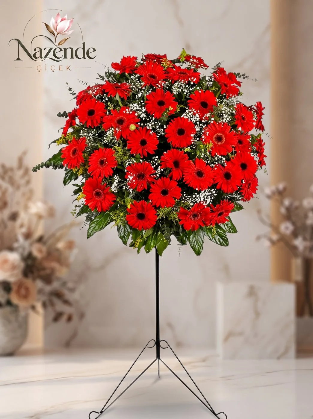 Kırmızı Gerbera Ferforje Çelenk – Bursa çiçek siparişi