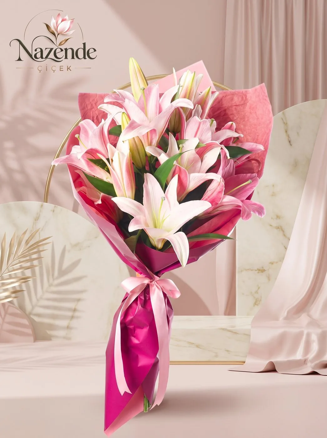 Pembe Lilium Buketi – Bursa çiçek siparişi