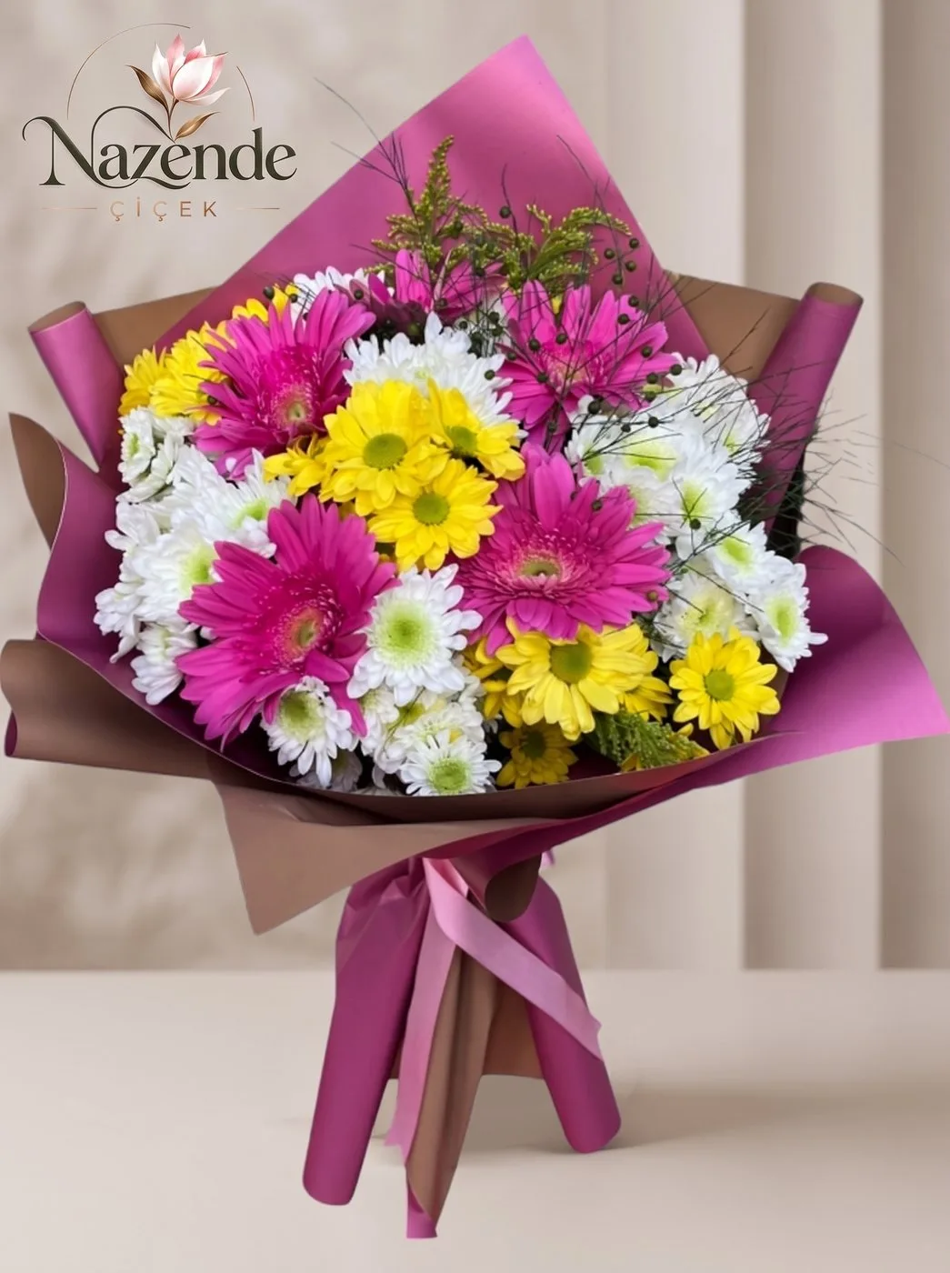 Renkli Papatya ve Gerbera Buketi – Bursa çiçek siparişi